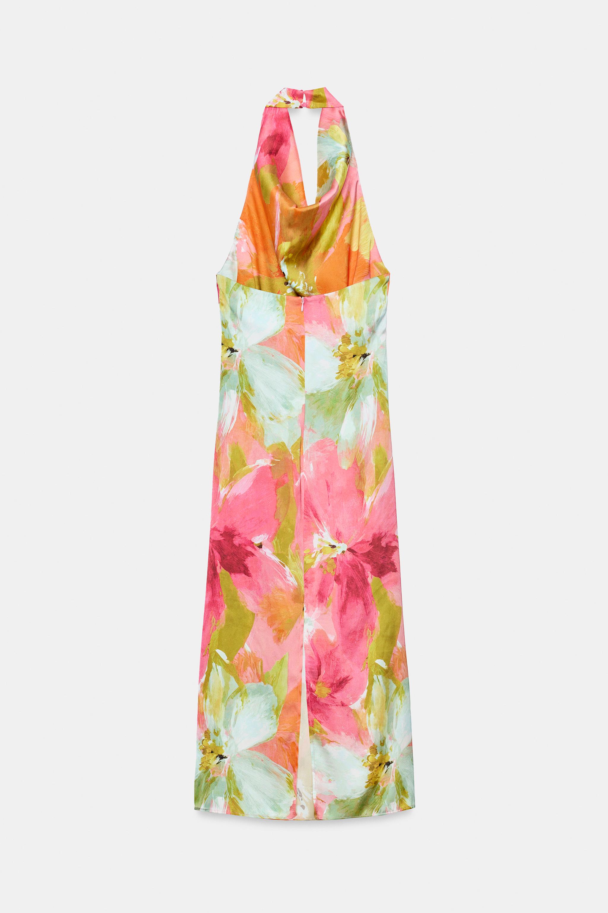 PRINTED SATIN EFFECT MIDI DRESS